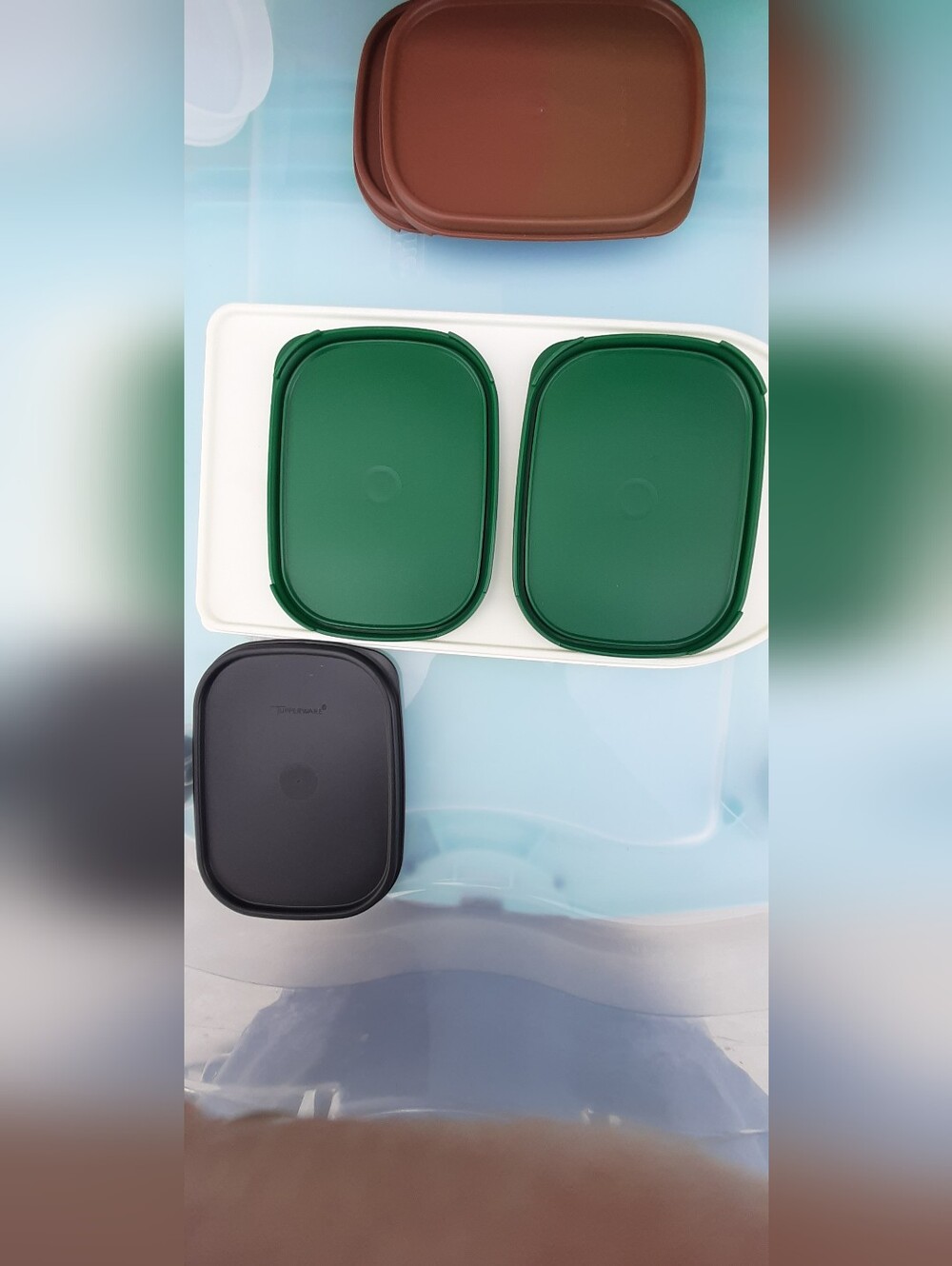 Replacements Tupperware Modular Mates Rectangle SEALS Lot/5 BLACK BROWN GREEN